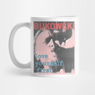 charles bukowski love yourself first vintage art Mug